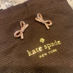 Kate spade rose gold with pave bow earrings